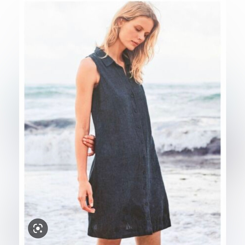 Garnet Hill Linen Shirtdress Navy